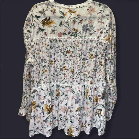 Anthropologie Romantic Floral Lace Trim Blouse XL - Picture 8 of 8